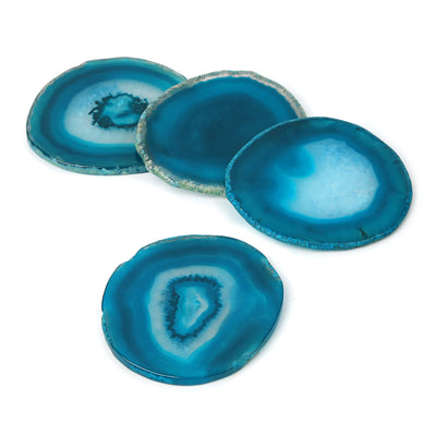 FOLKOR LIFE Agate Coaster Set of 4 Drinks Stone Coaster for Coffee Table 3.5-4