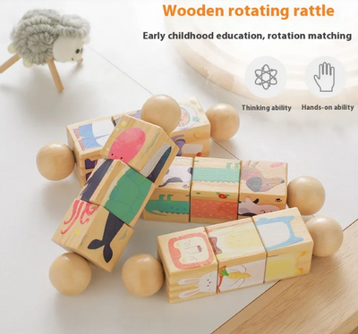 Toddler Wooden Animal Handbell Puzzle Toy