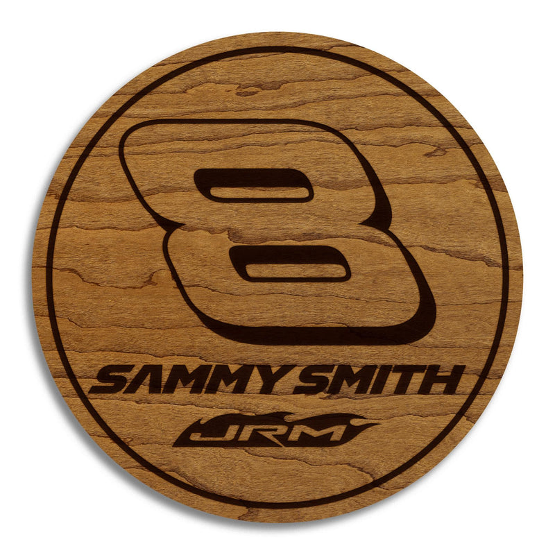 Sammy Smith #8 Wooden Coaster  | Crafted from Cherry and Maple Wood | Made in USA | Officially Licensed by JR Motorsports